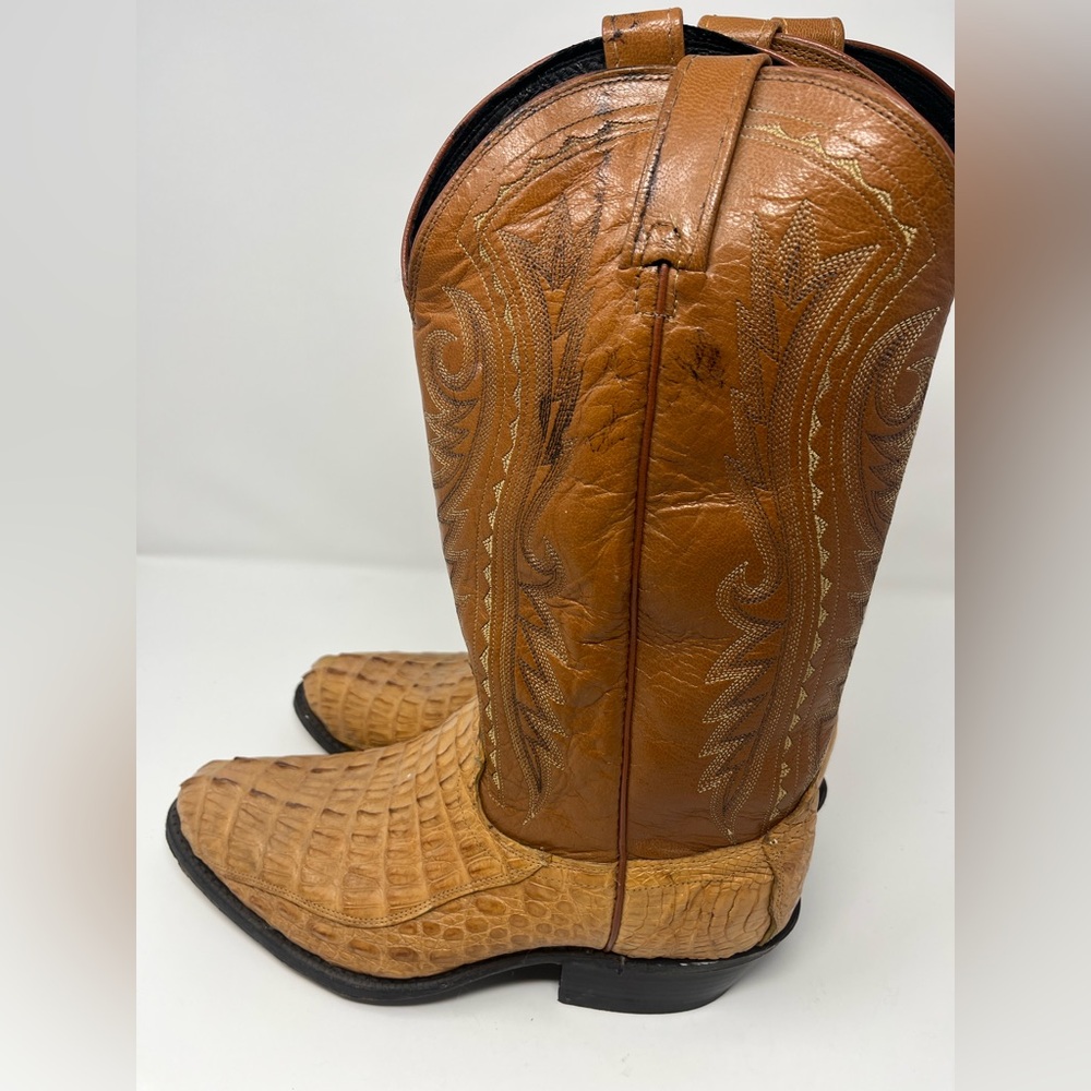 DAN POST Men's Cowboy Boots Monterrey Sz 9.5EE Genuine Caiman VTG - Picture 5 of 9